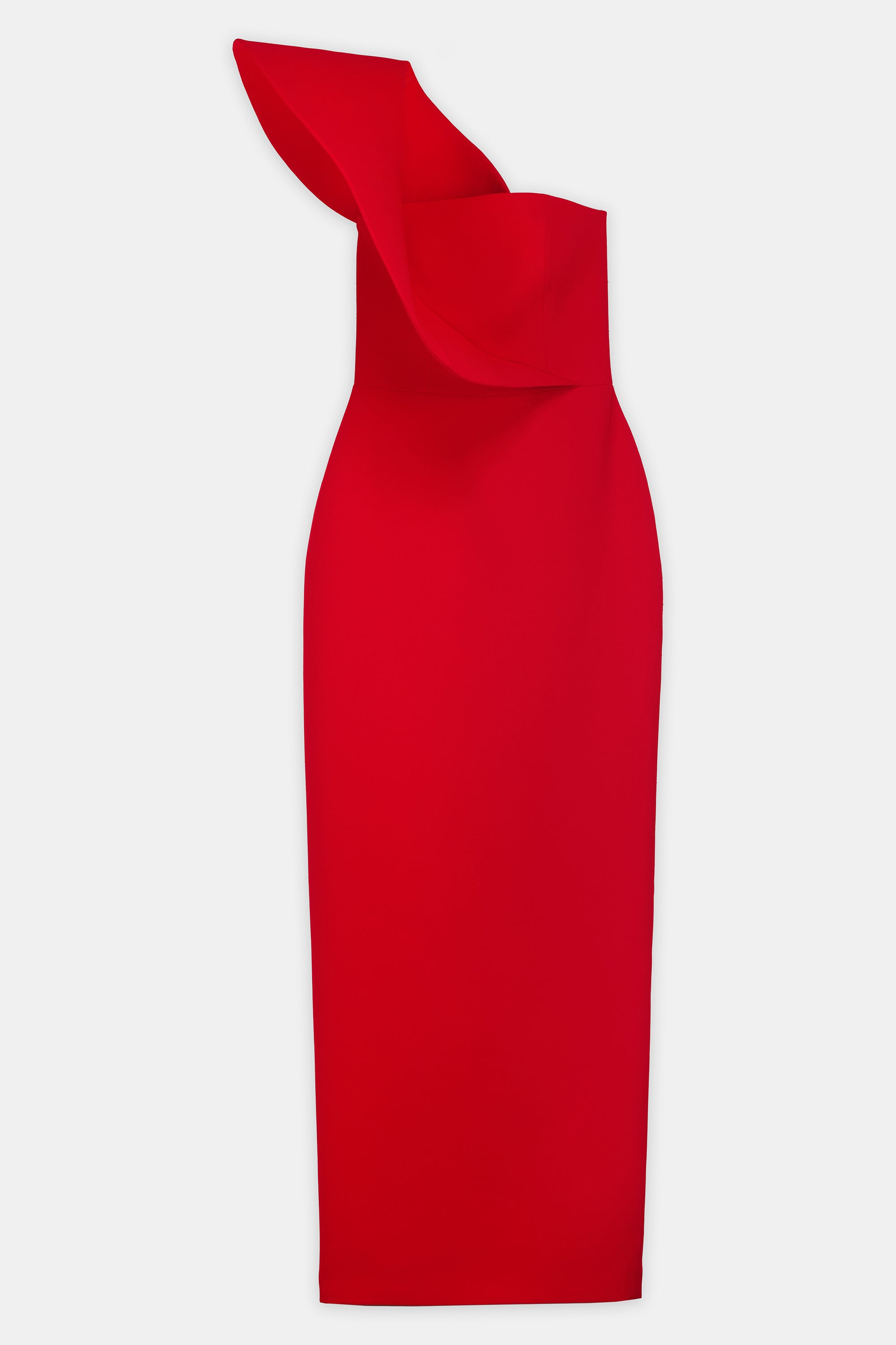 Nean One-Shoulder Sculptural Gown Red