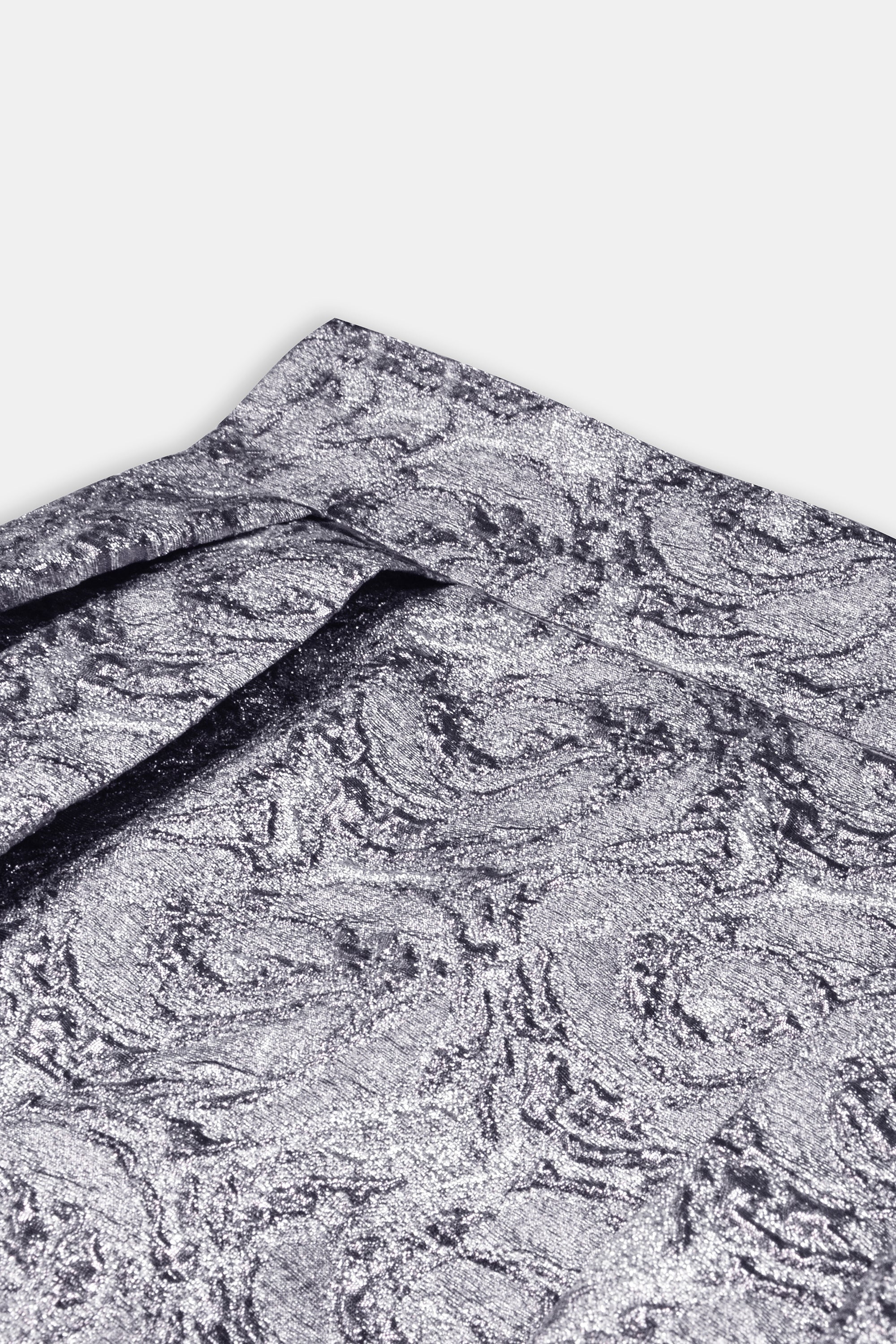 Nean Silver Brocade A-Line Midi Skirt Dark Silver