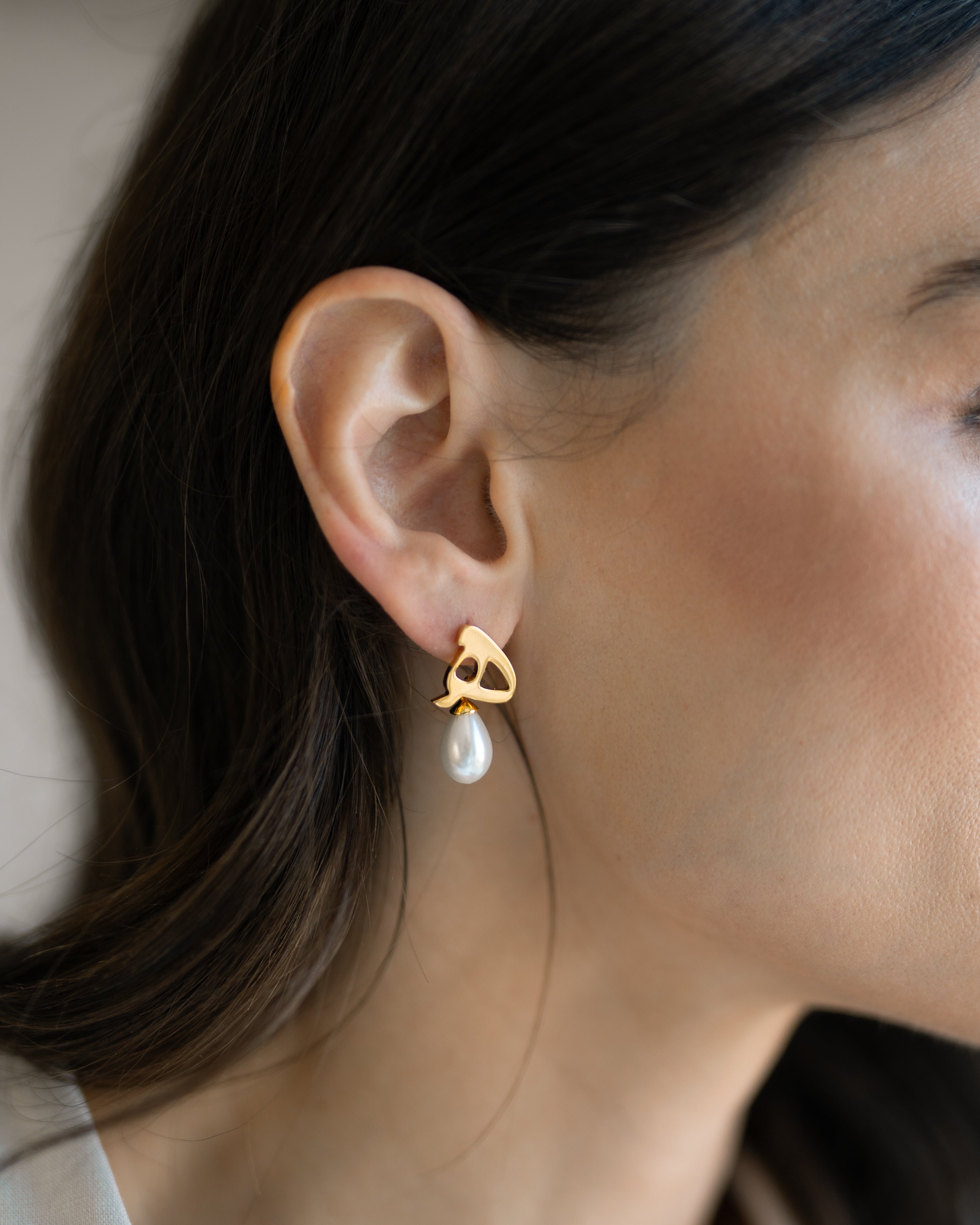 Calligraphed Letter Earrings ع